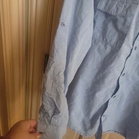 Mens sz M Calvin Klein Casual Blue shirt Long Sleeve can be rolled up - Picture 7 of 9